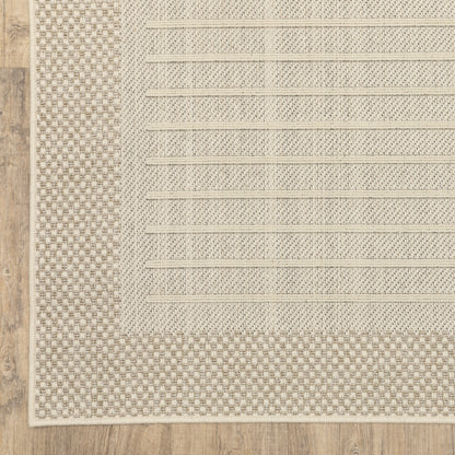 Zarina Geometric Beige/ Ivory Border Flat Weave Rug