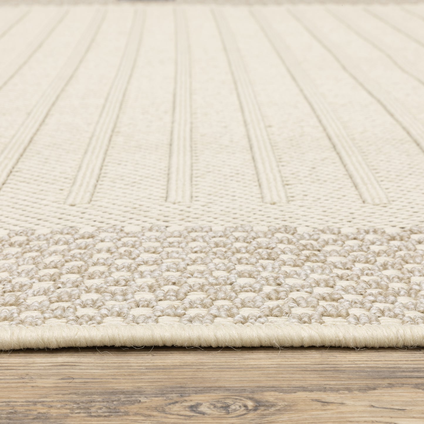Zarina Geometric Beige/ Ivory Border Flat Weave Rug