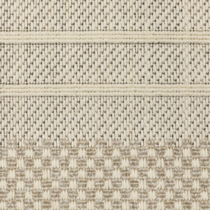 Zarina Geometric Beige/ Ivory Border Flat Weave Rug