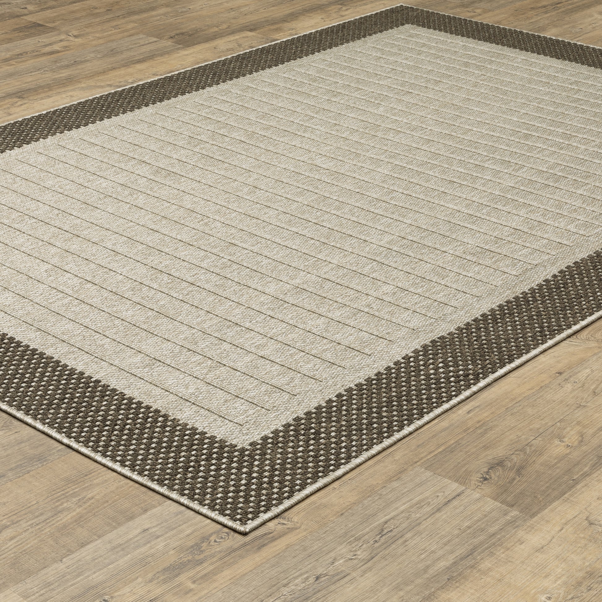 Zarina Geometric Beige/ Brown Border Flat Weave Rug