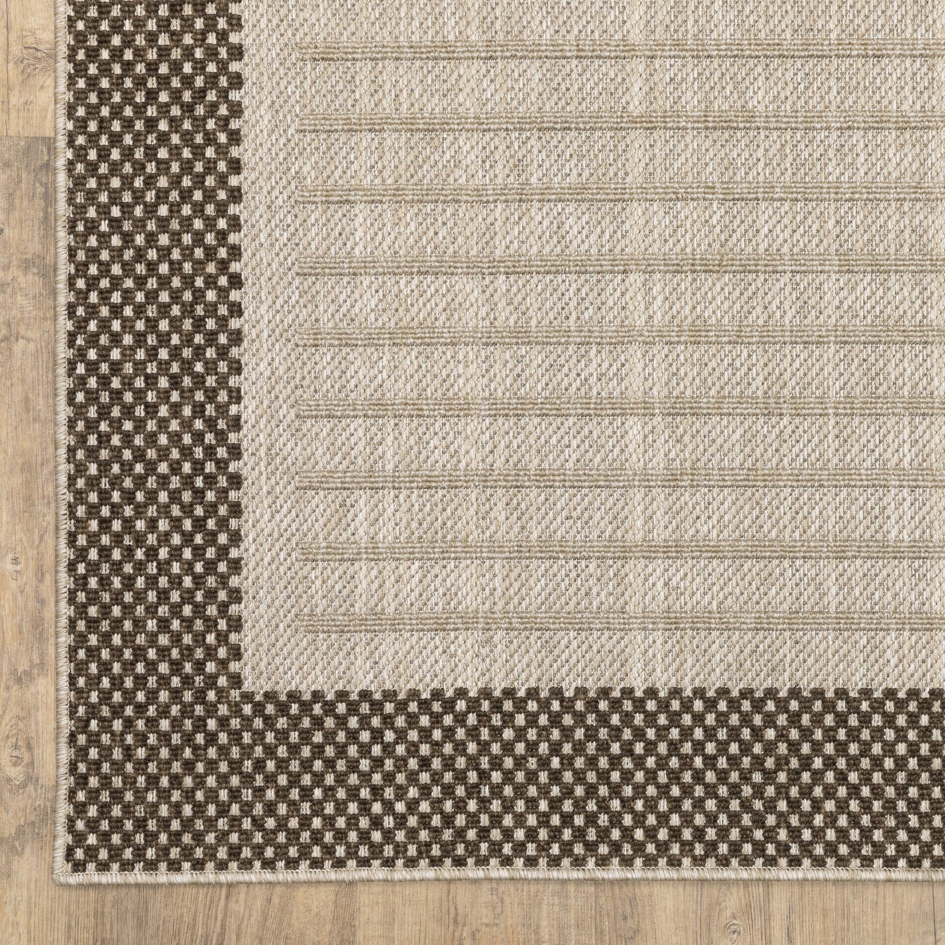 Zarina Geometric Beige/ Brown Border Flat Weave Rug