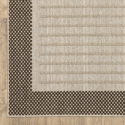 Zarina Geometric Beige/ Brown Border Flat Weave Rug