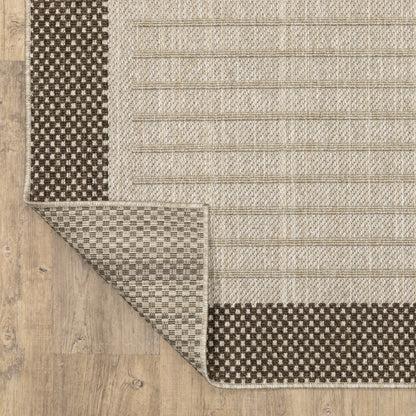 Zarina Geometric Beige/ Brown Border Flat Weave Rug