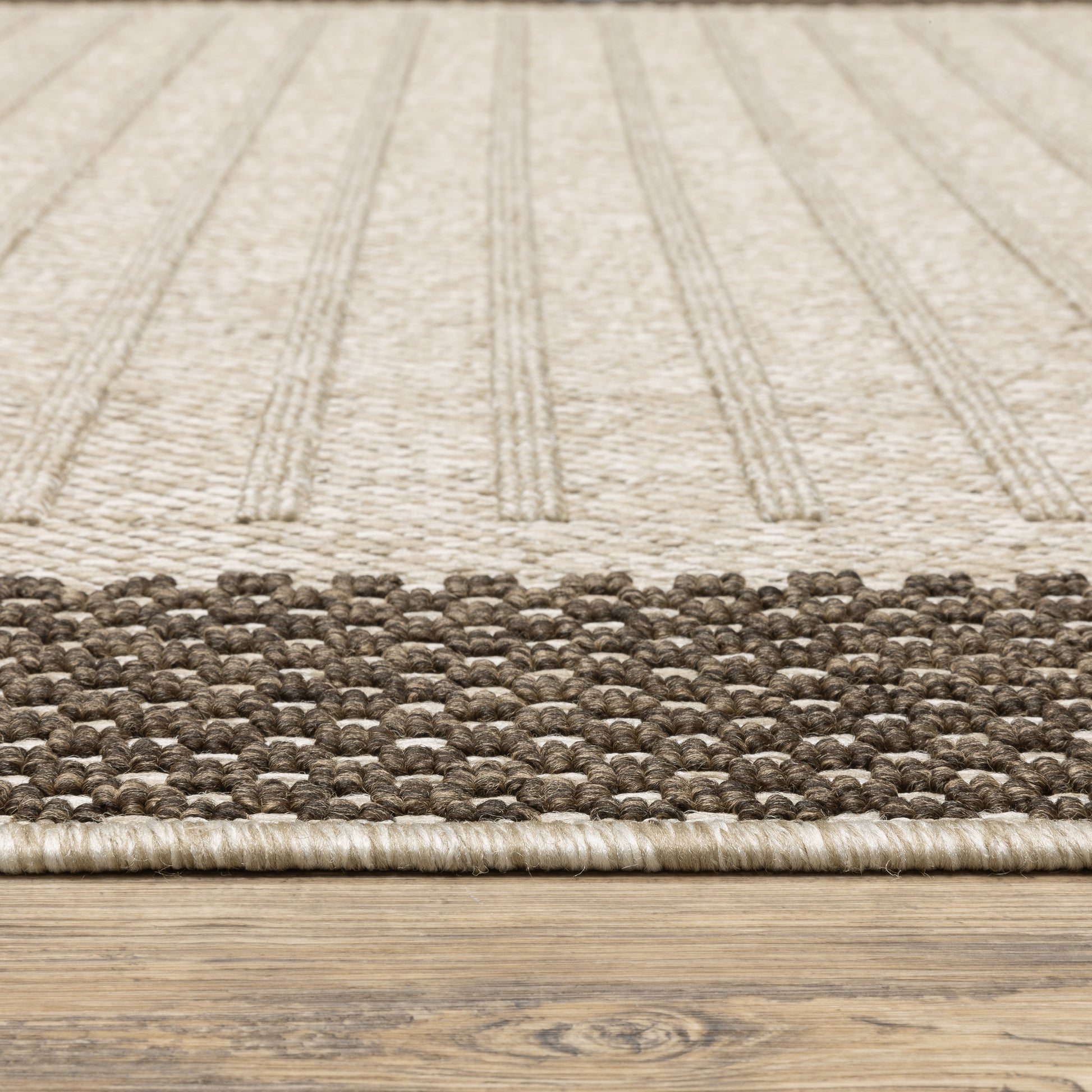 Zarina Geometric Beige/ Brown Border Flat Weave Rug