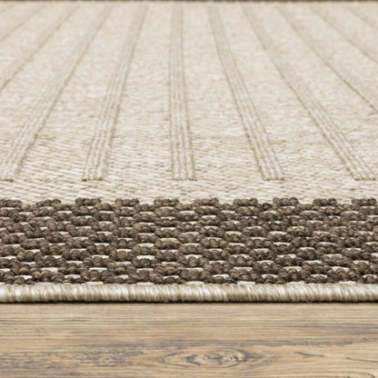 Zarina Geometric Beige/ Brown Border Flat Weave Rug