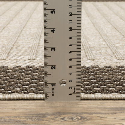 Zarina Geometric Beige/ Brown Border Flat Weave Rug
