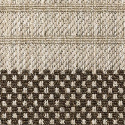 Zarina Geometric Beige/ Brown Border Flat Weave Rug