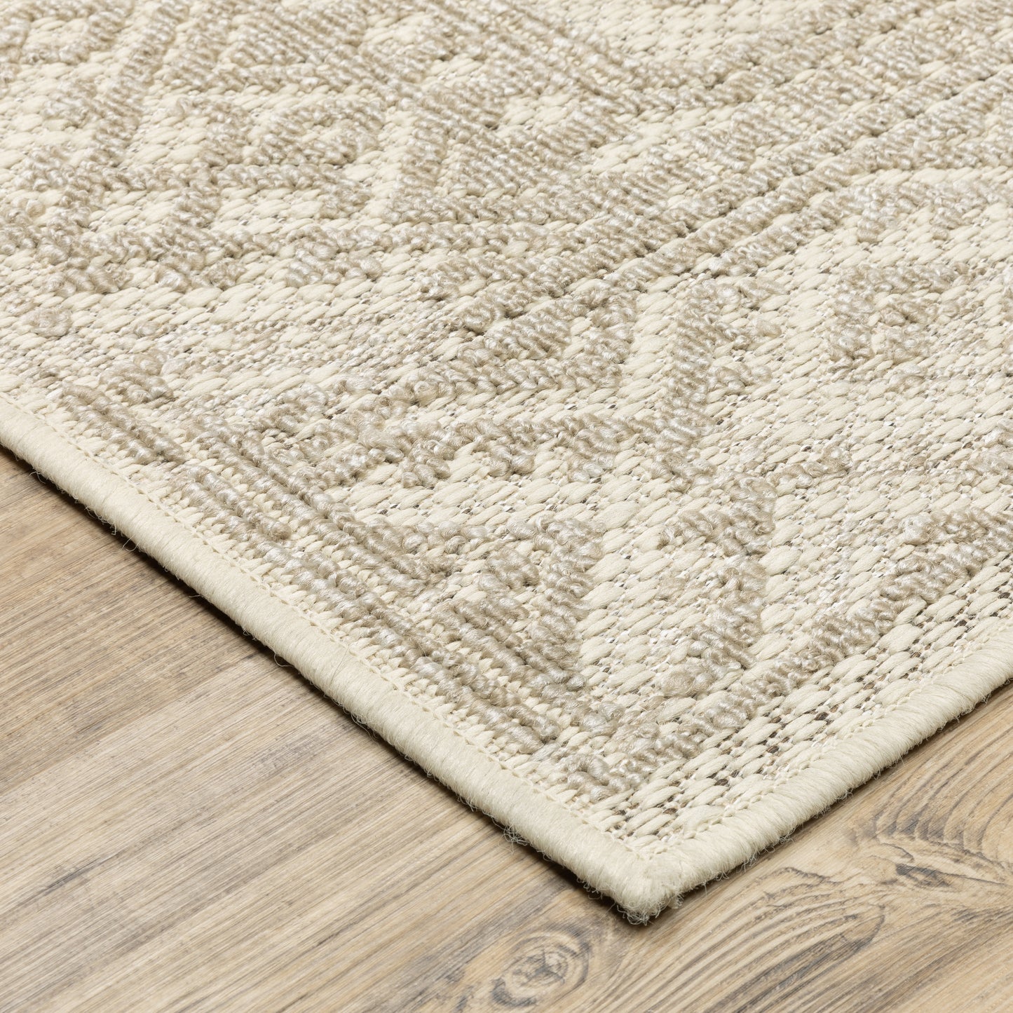 Zarina Distressed Beige/ Ivory Oriental Flat Weave Rug