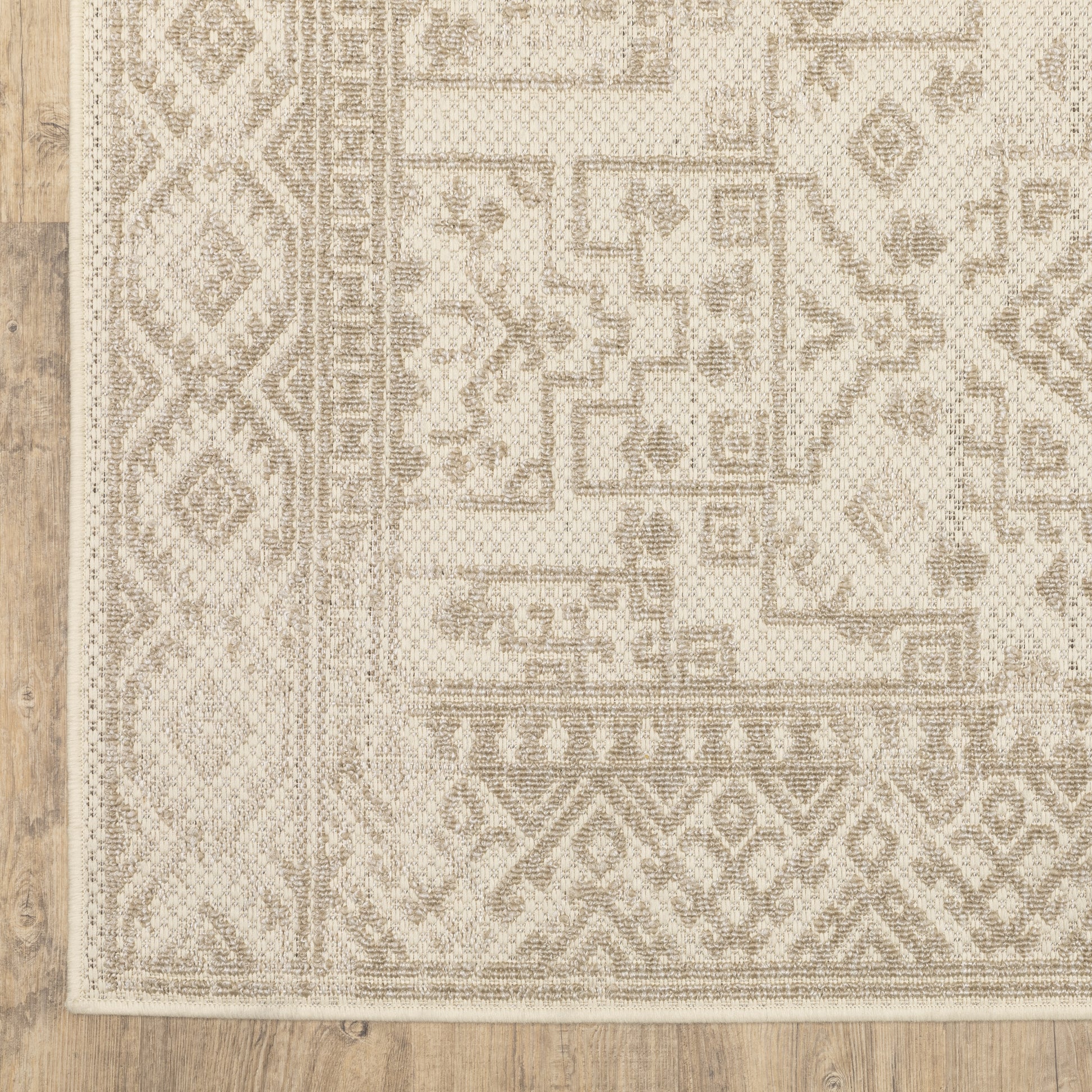 Zarina Distressed Beige/ Ivory Oriental Flat Weave Rug