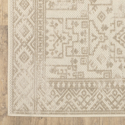 Zarina Distressed Beige/ Ivory Oriental Flat Weave Rug