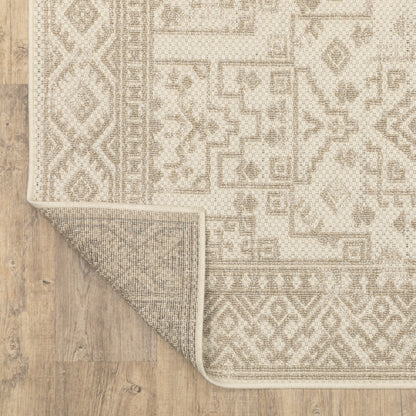 Zarina Distressed Beige/ Ivory Oriental Flat Weave Rug