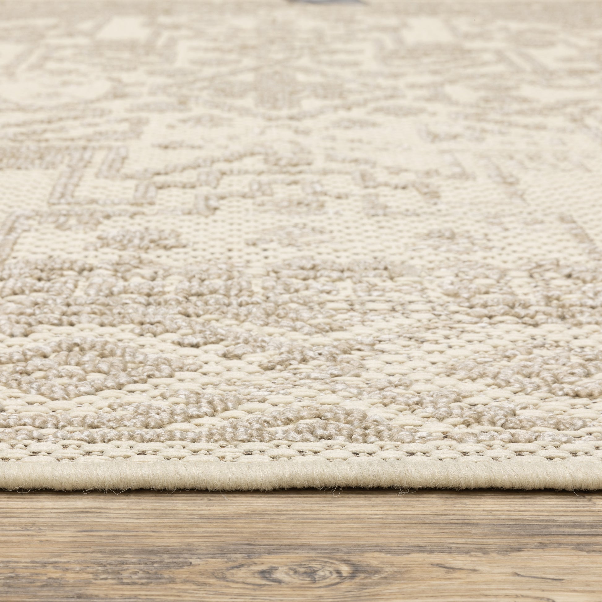 Zarina Distressed Beige/ Ivory Oriental Flat Weave Rug