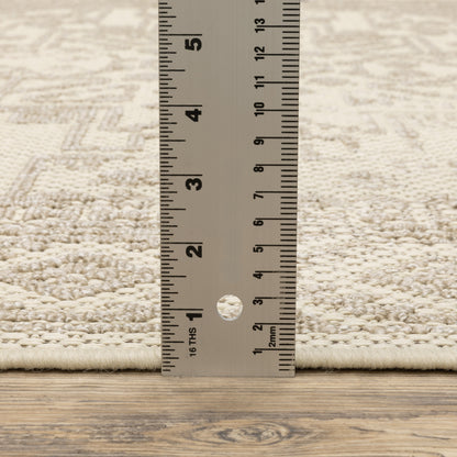 Zarina Distressed Beige/ Ivory Oriental Flat Weave Rug