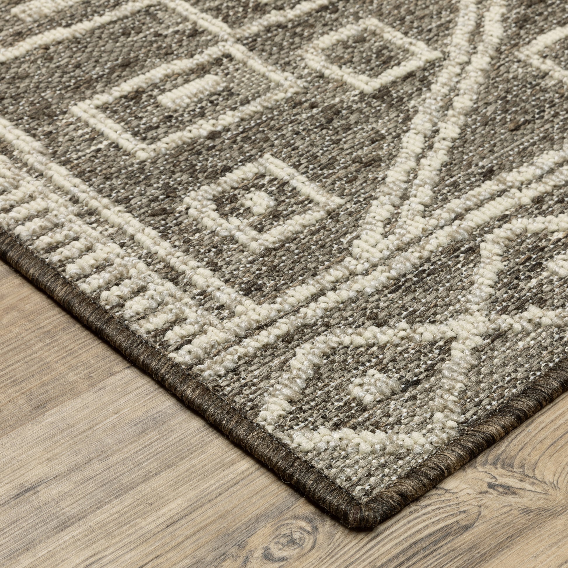 Zarina Geometric Brown/ Beige Flat Weave Rug