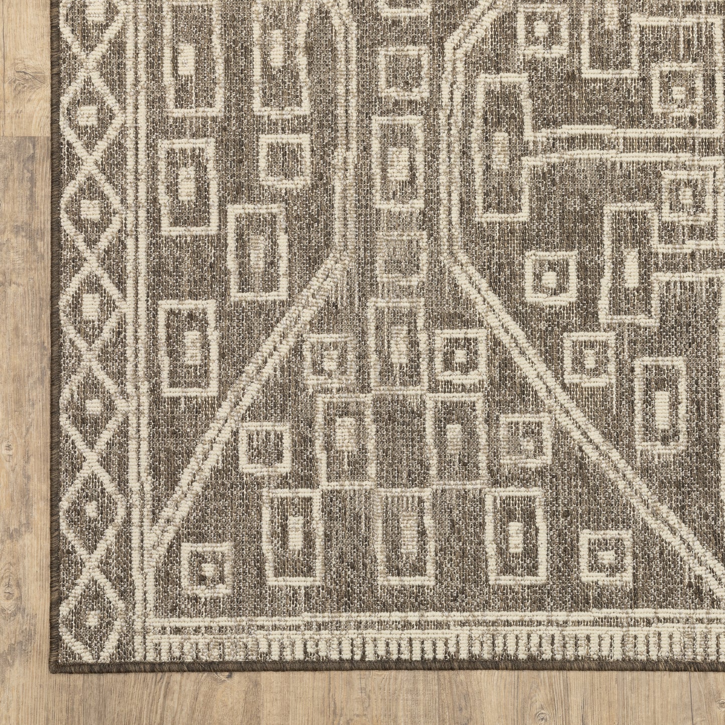 Zarina Geometric Brown/ Beige Flat Weave Rug