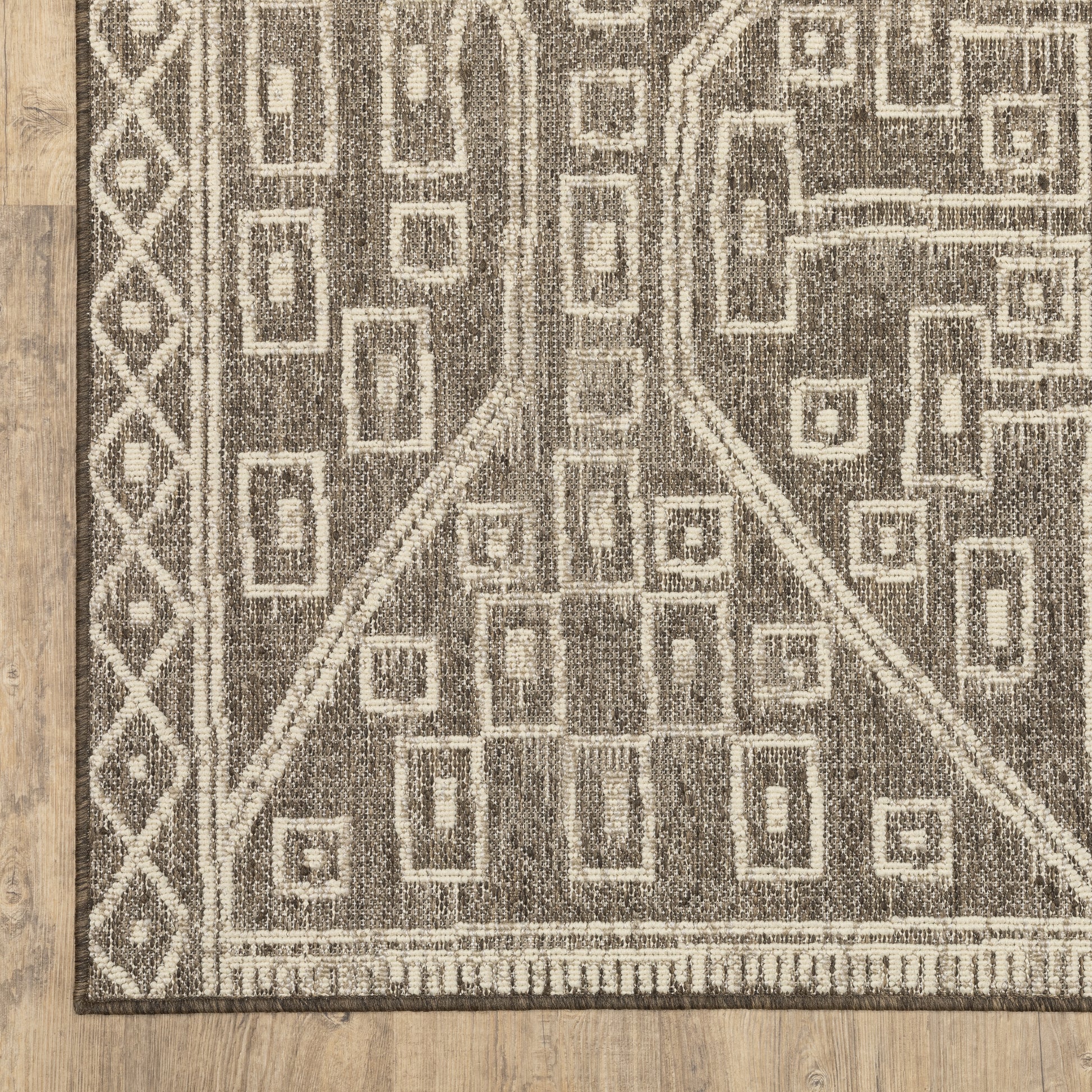 Zarina Geometric Brown/ Beige Flat Weave Rug