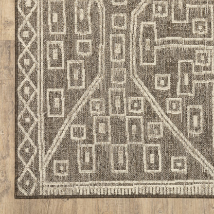 Zarina Geometric Brown/ Beige Flat Weave Rug