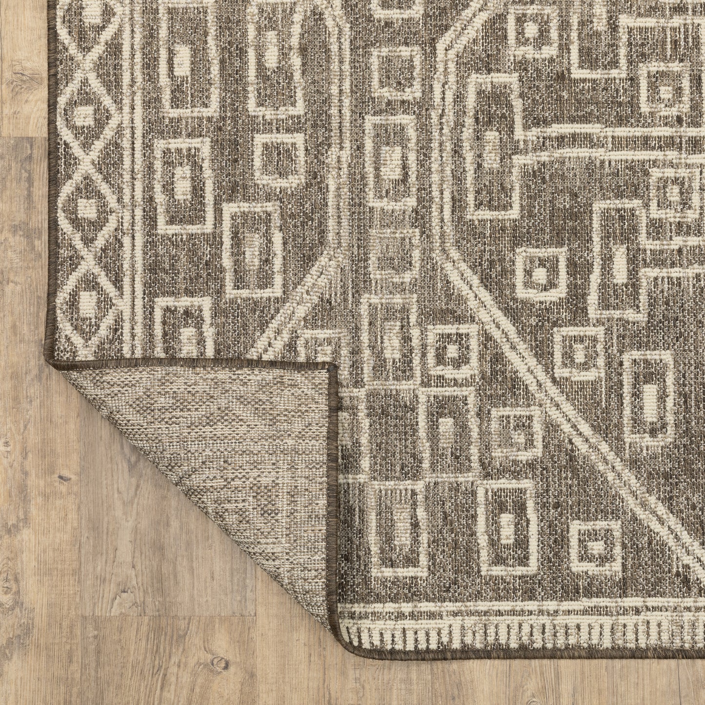 Zarina Geometric Brown/ Beige Flat Weave Rug