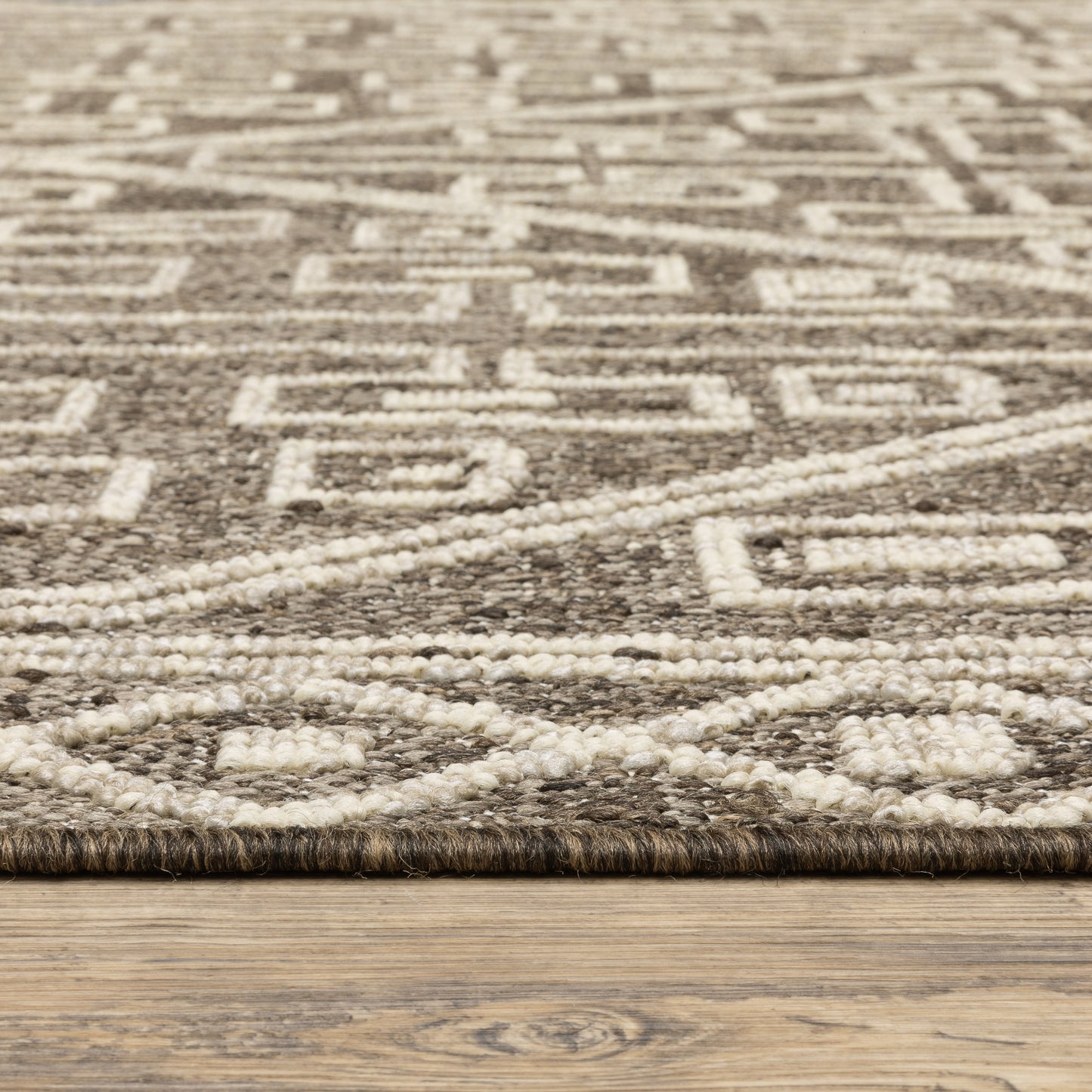 Zarina Geometric Brown/ Beige Flat Weave Rug