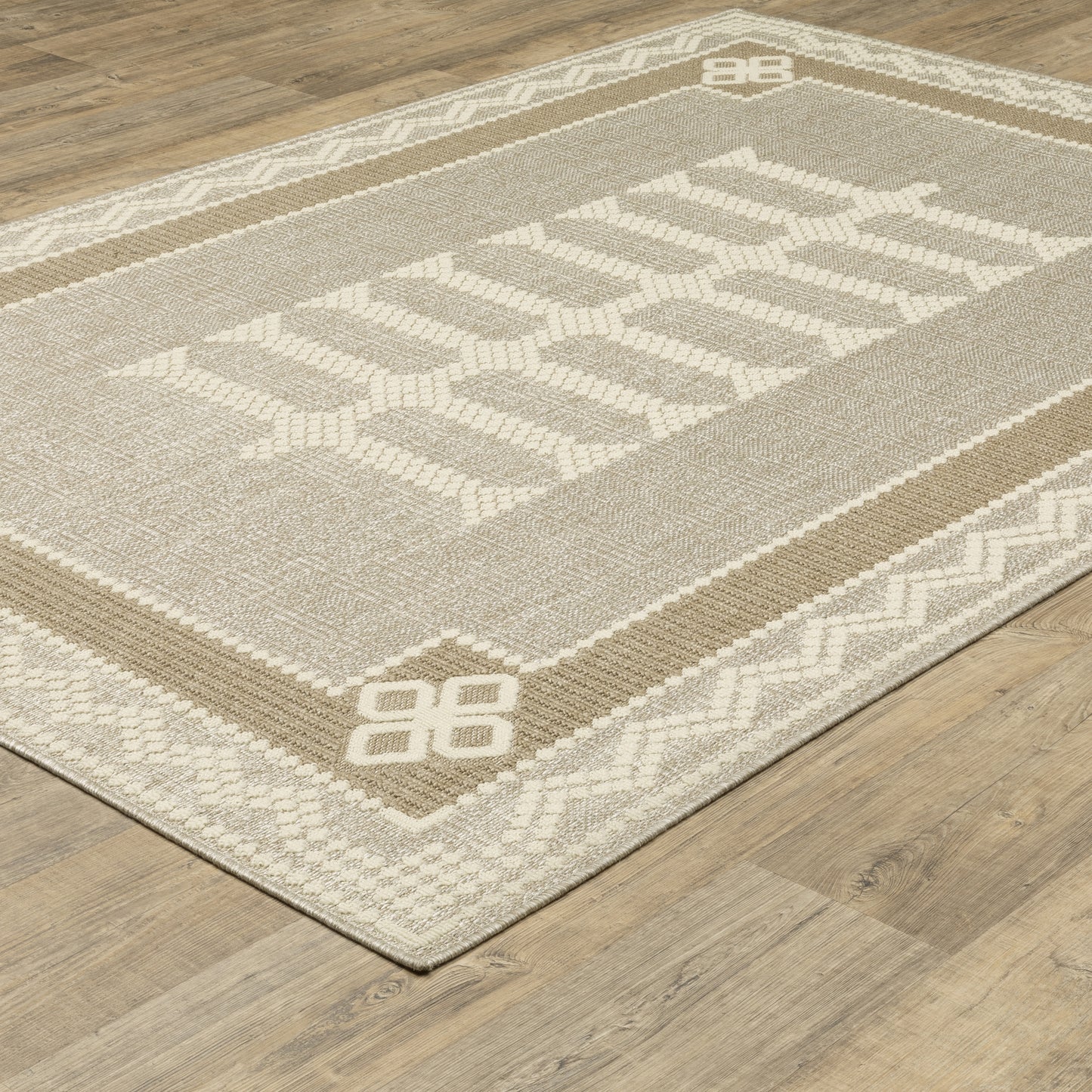 Zarina Geometric Beige/ Brown Medallion Flat Weave Rug