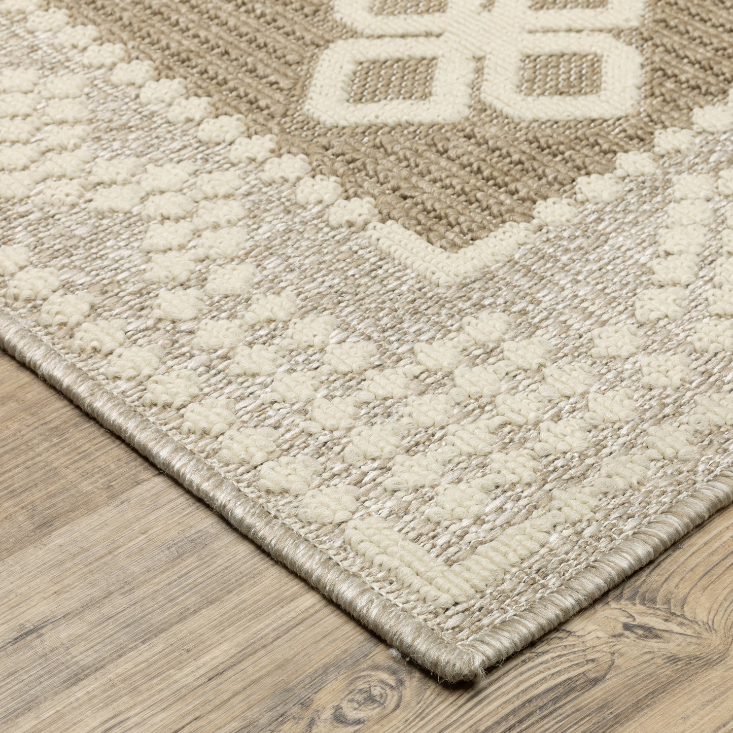 Zarina Geometric Beige/ Brown Medallion Flat Weave Rug