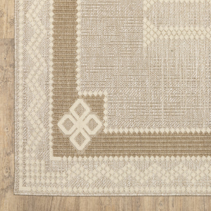 Zarina Geometric Beige/ Brown Medallion Flat Weave Rug