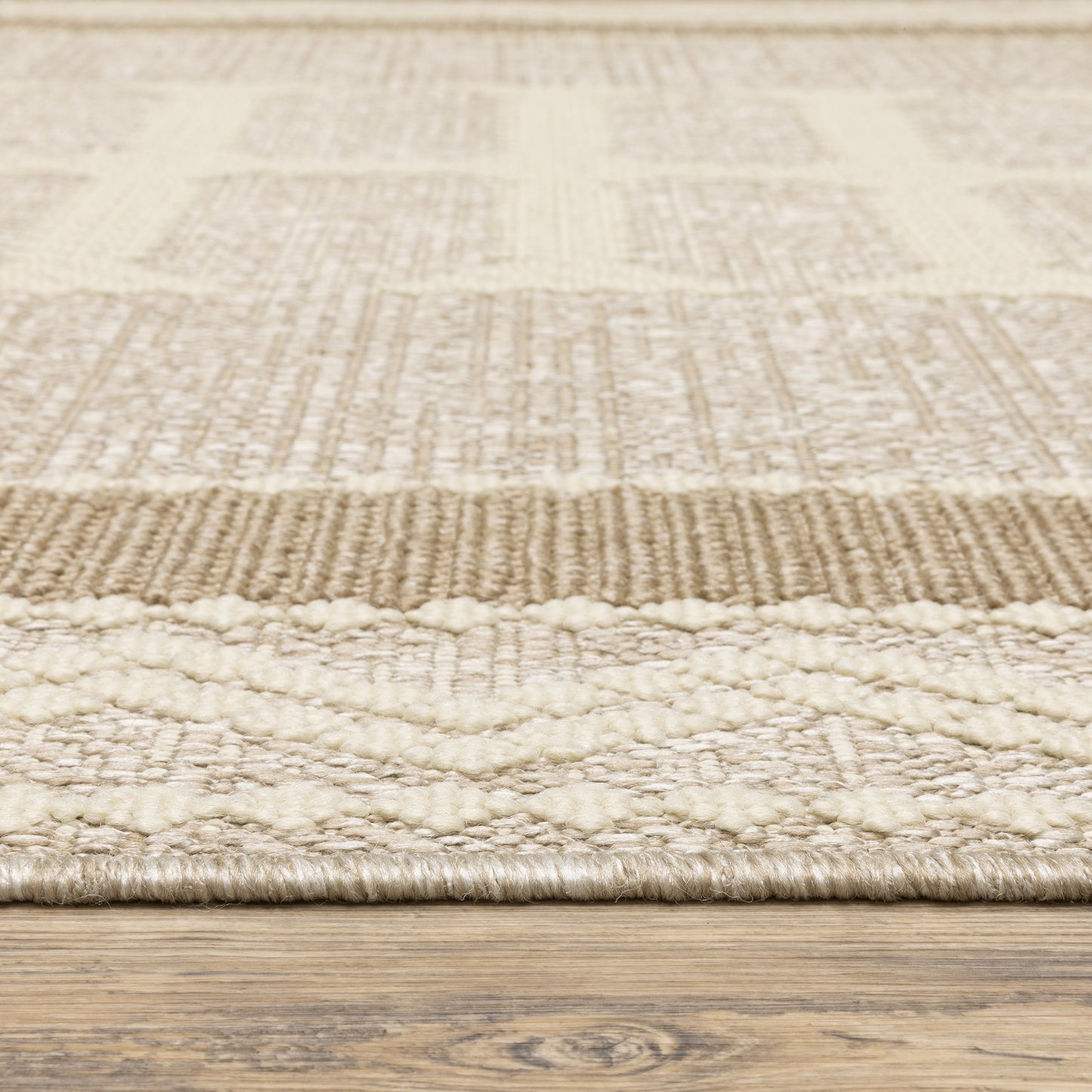 Zarina Geometric Beige/ Brown Medallion Flat Weave Rug