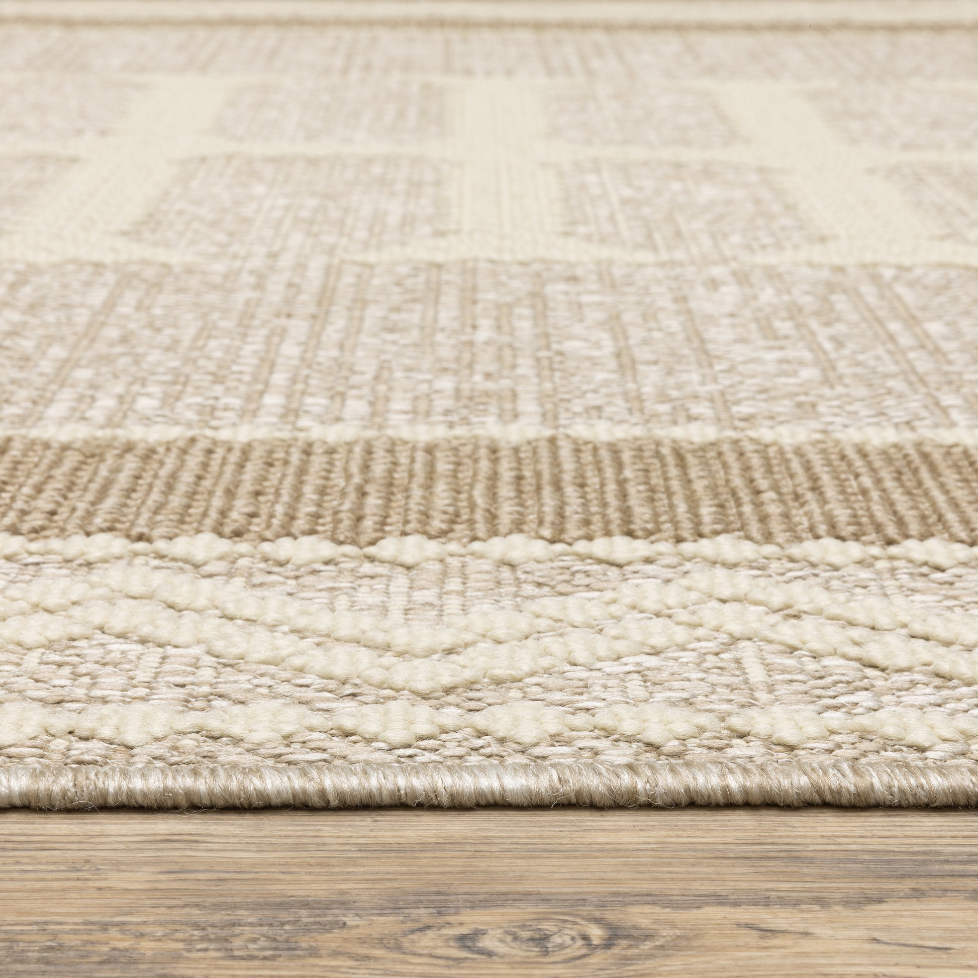 Zarina Geometric Beige/ Brown Medallion Flat Weave Rug