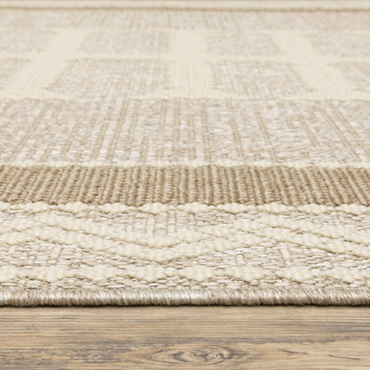 Zarina Geometric Beige/ Brown Medallion Flat Weave Rug