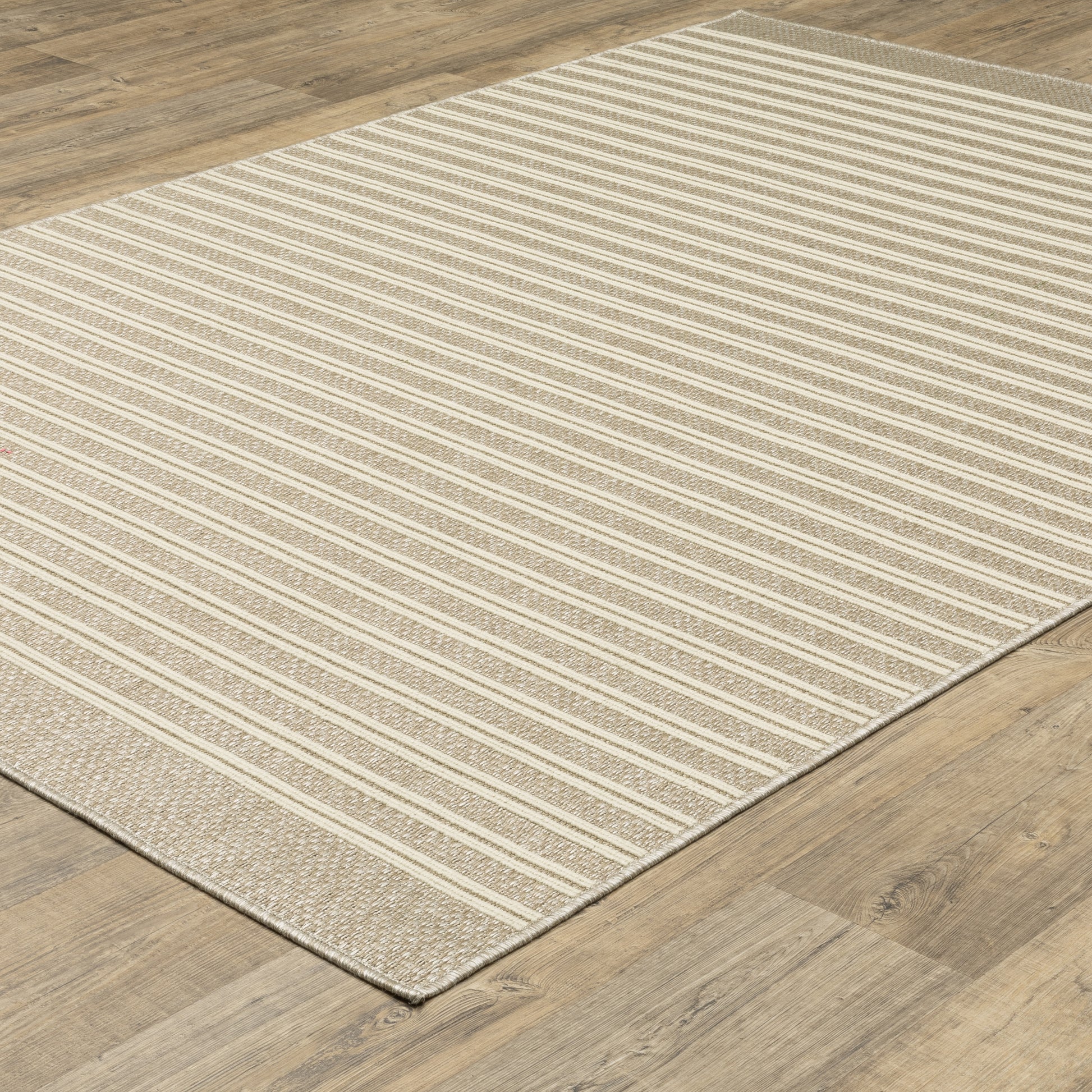 Zarina Stripe Beige/ Ivory Geometric Flat Weave Rug
