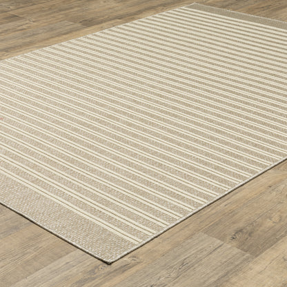 Zarina Stripe Beige/ Ivory Geometric Flat Weave Rug