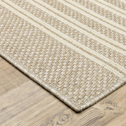 Zarina Stripe Beige/ Ivory Geometric Flat Weave Rug