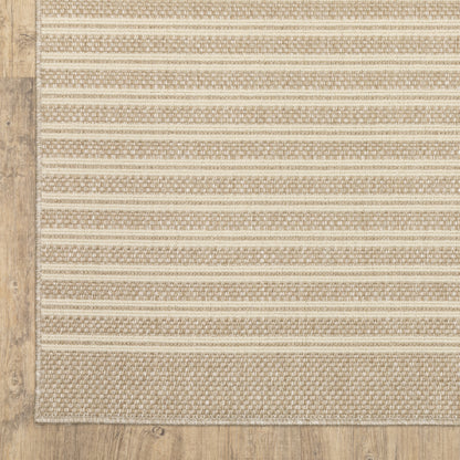 Zarina Stripe Beige/ Ivory Geometric Flat Weave Rug