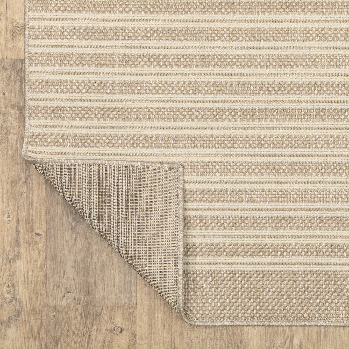 Zarina Stripe Beige/ Ivory Geometric Flat Weave Rug