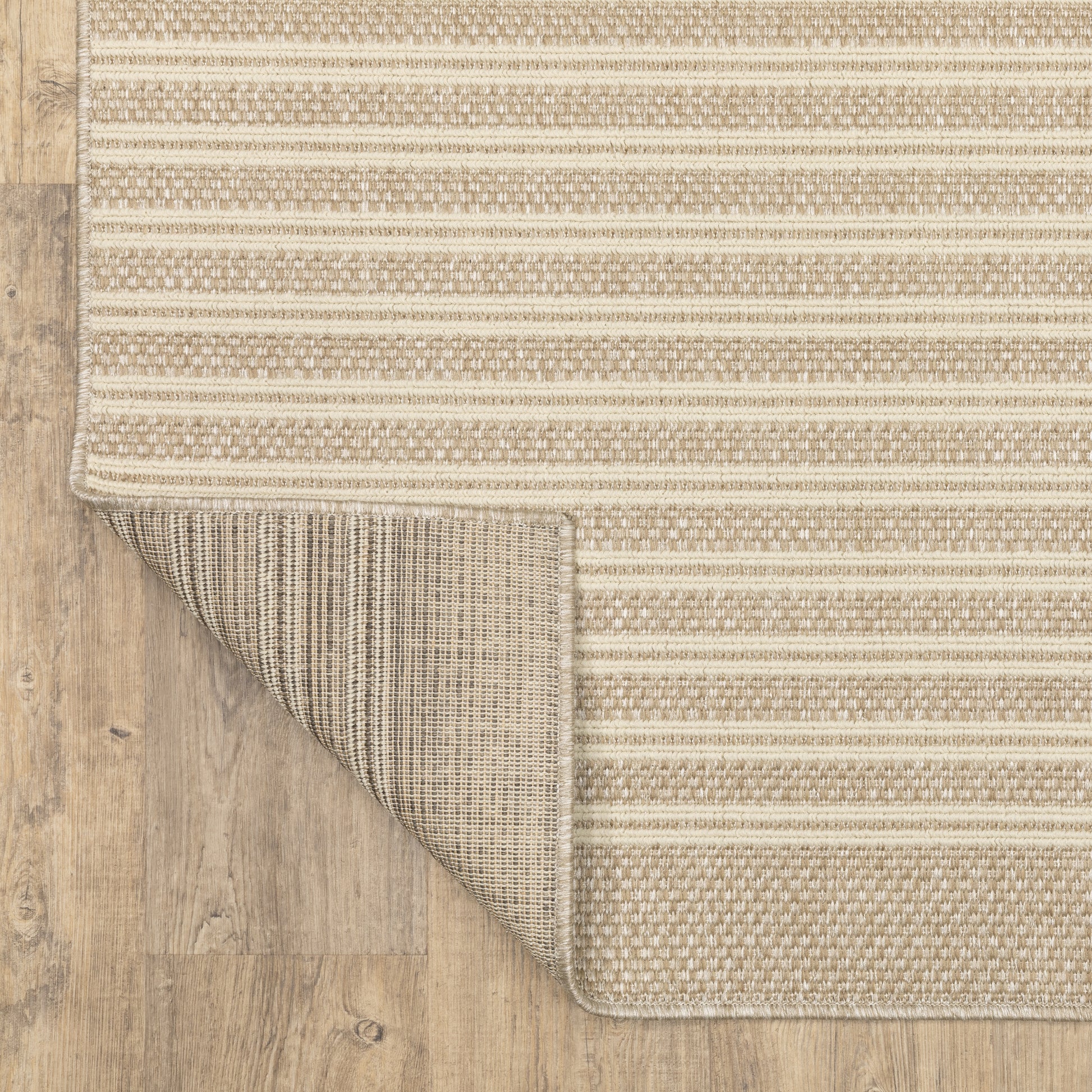 Zarina Stripe Beige/ Ivory Geometric Flat Weave Rug