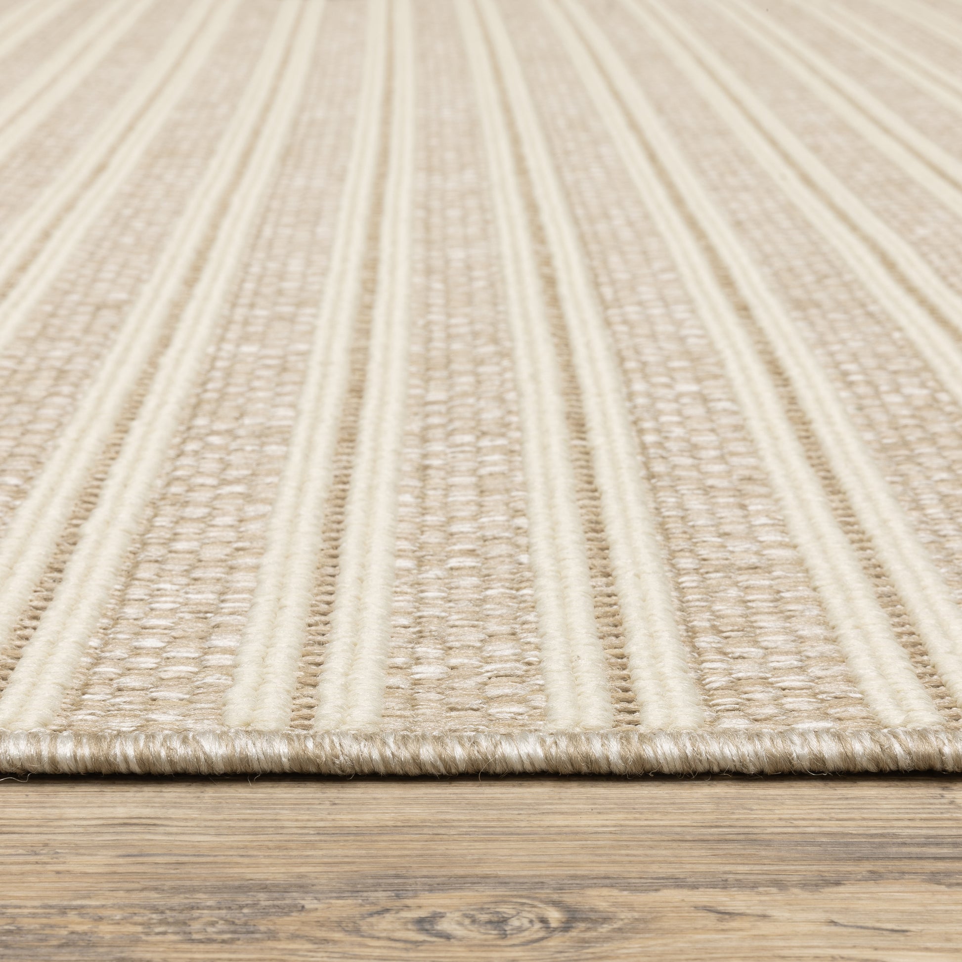 Zarina Stripe Beige/ Ivory Geometric Flat Weave Rug