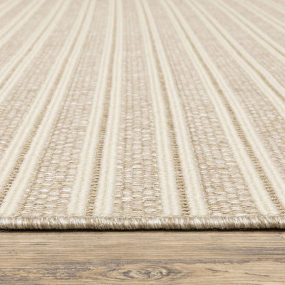 Zarina Stripe Beige/ Ivory Geometric Flat Weave Rug