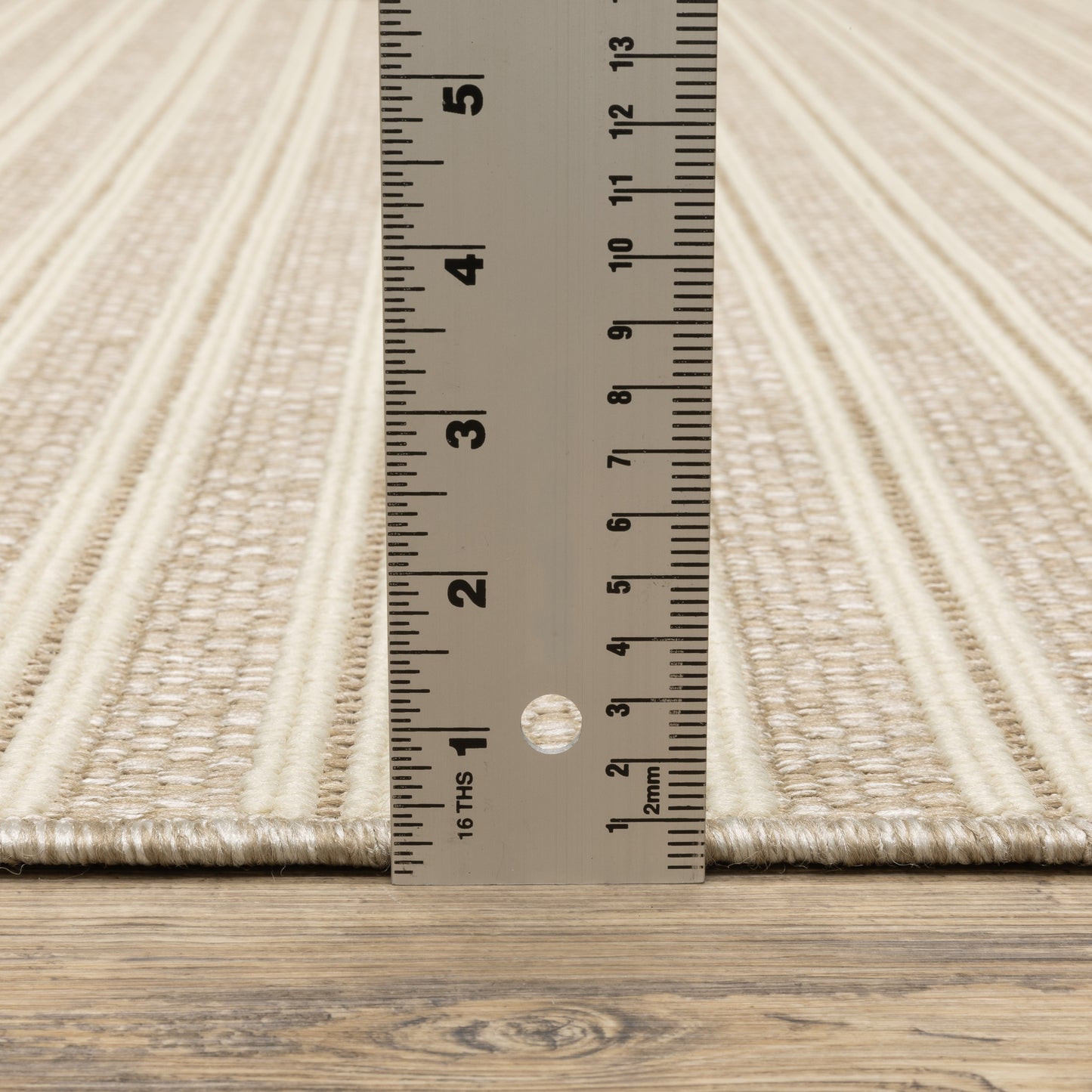 Zarina Stripe Beige/ Ivory Geometric Flat Weave Rug