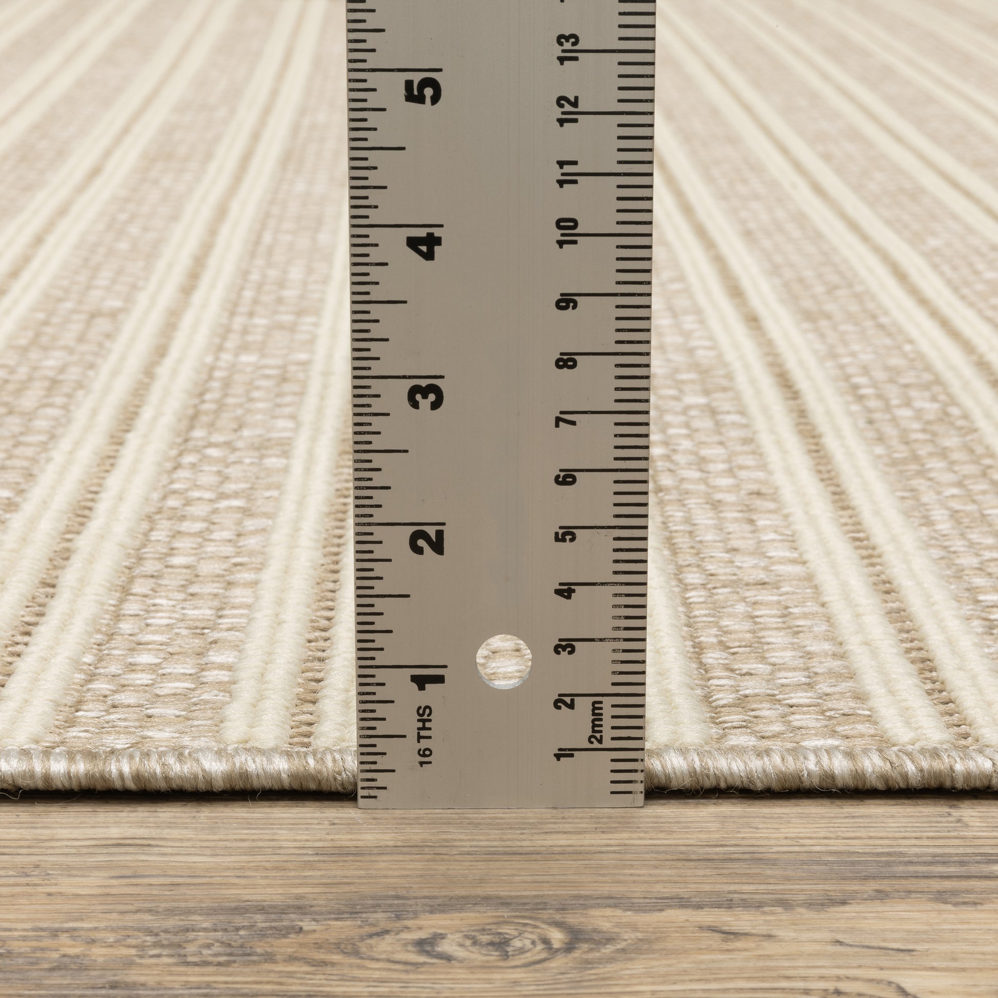 Zarina Stripe Beige/ Ivory Geometric Flat Weave Rug