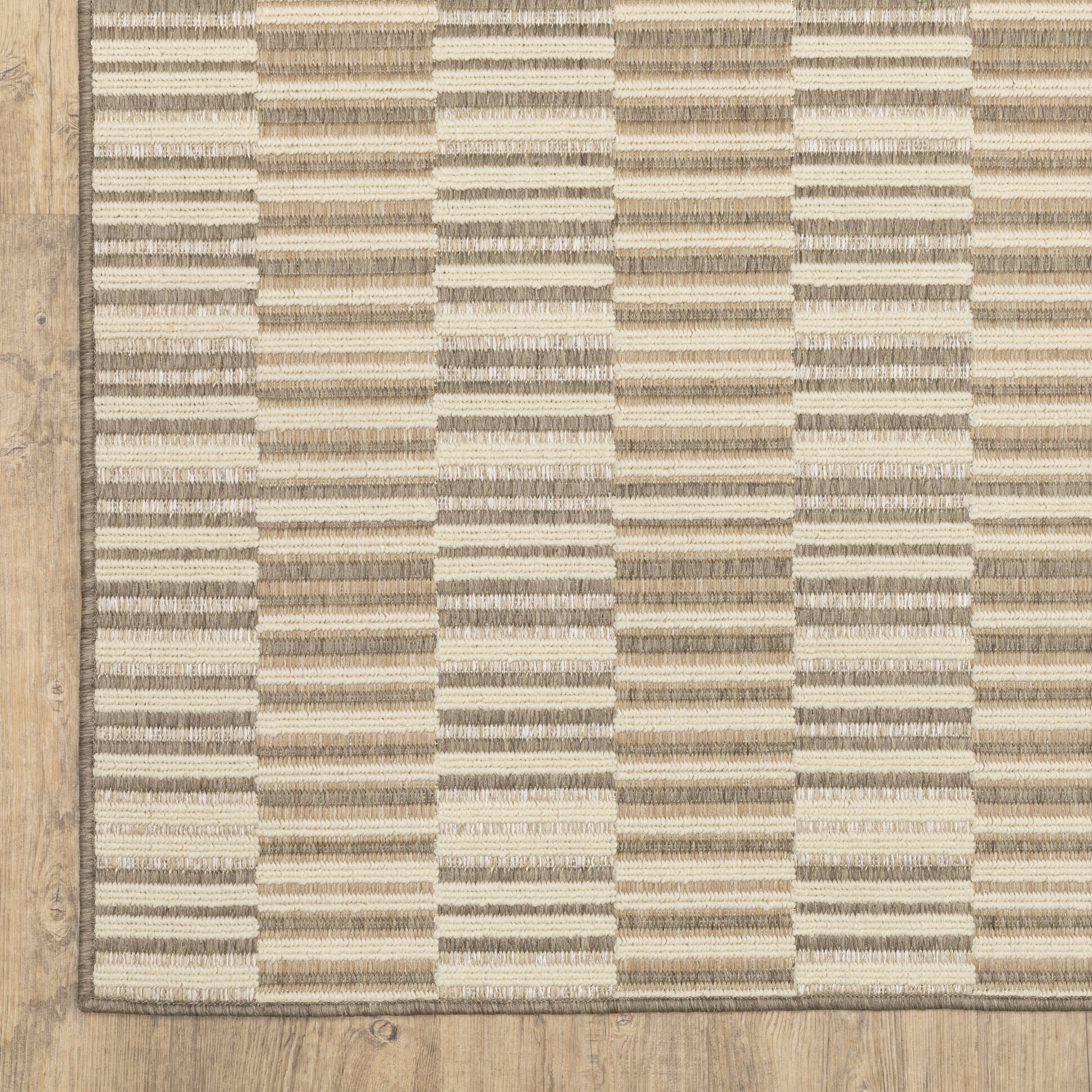 Zarina Stripe Beige/ Ivory Geometric Flat Weave Rug