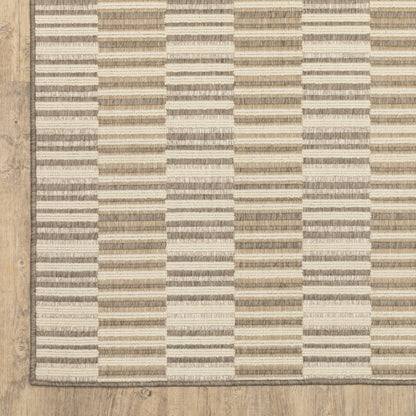 Zarina Stripe Beige/ Ivory Geometric Flat Weave Rug