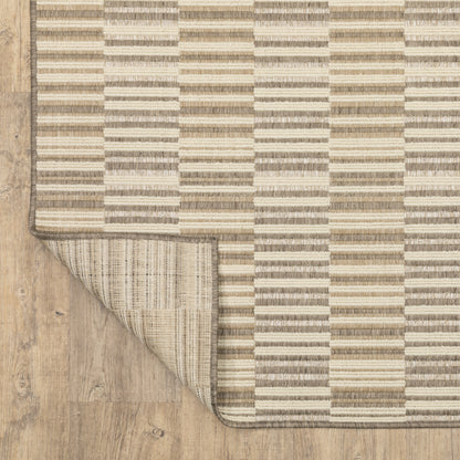 Zarina Stripe Beige/ Ivory Geometric Flat Weave Rug