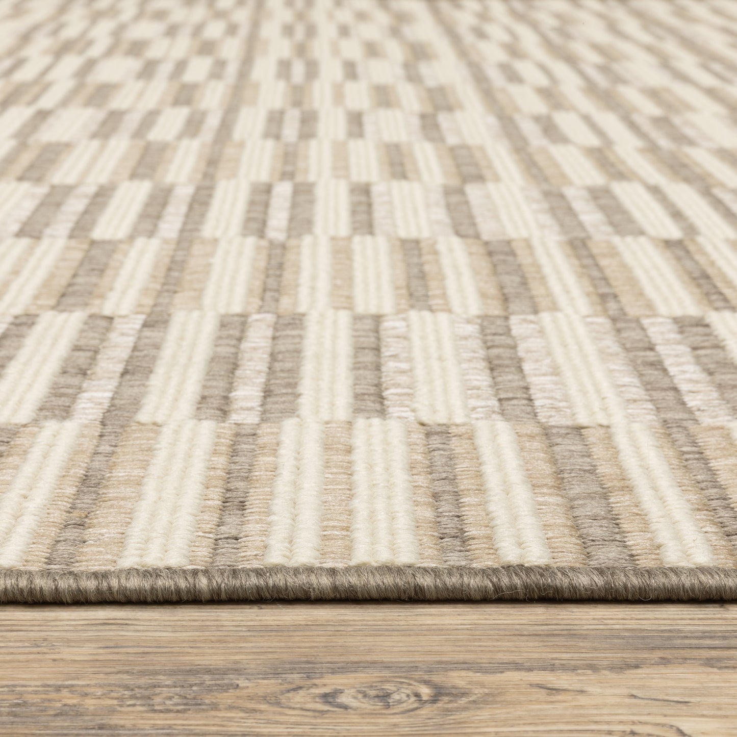 Zarina Stripe Beige/ Ivory Geometric Flat Weave Rug