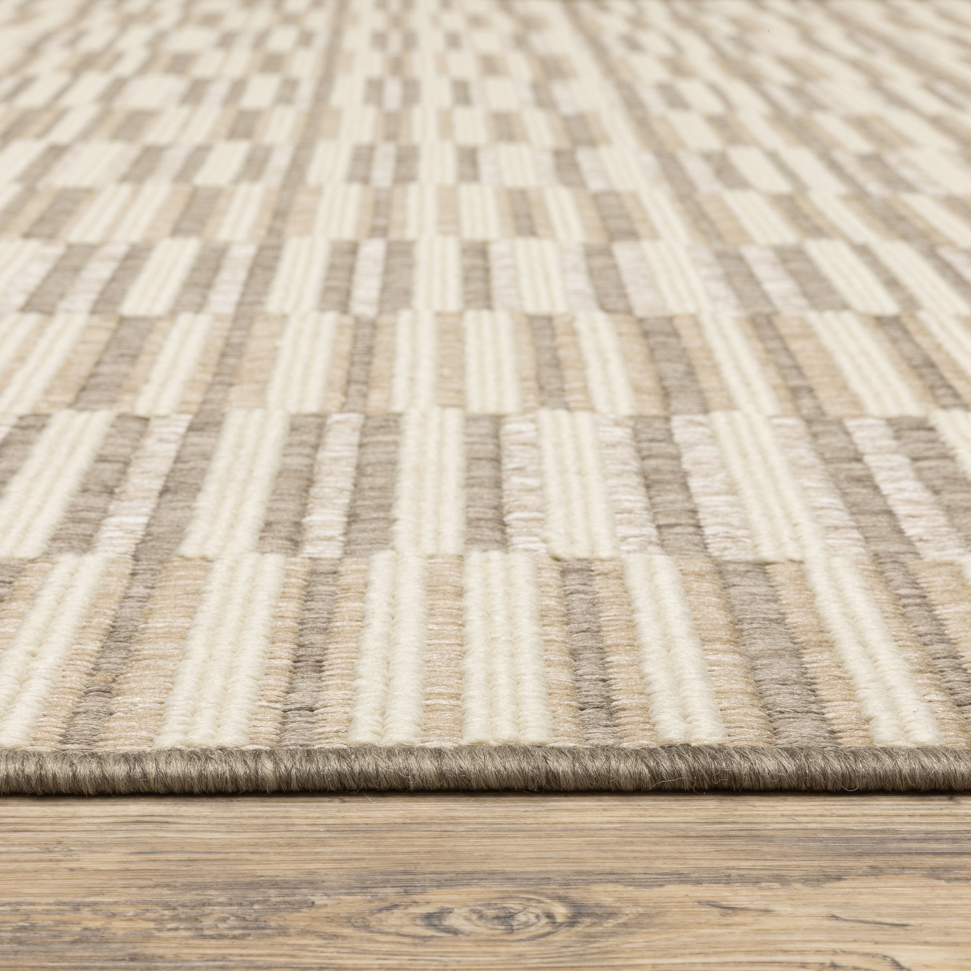 Zarina Stripe Beige/ Ivory Geometric Flat Weave Rug