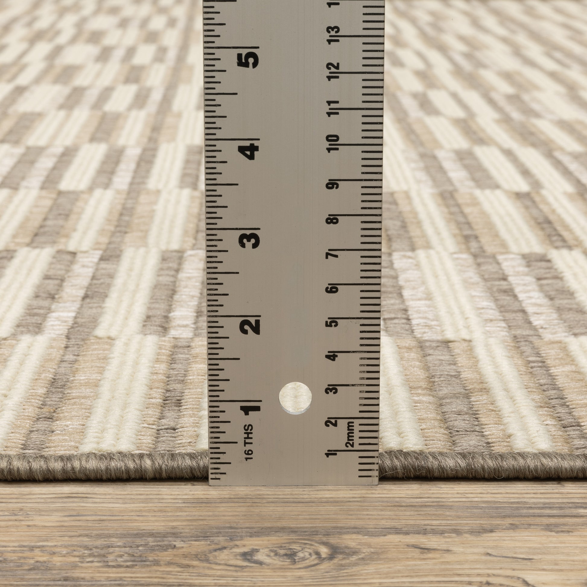 Zarina Stripe Beige/ Ivory Geometric Flat Weave Rug